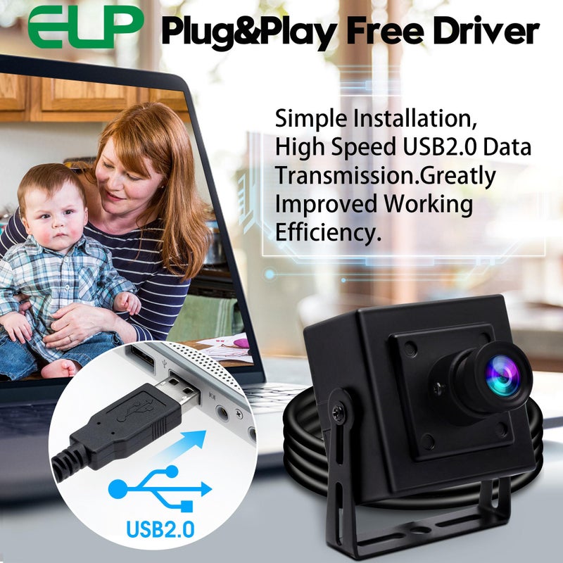 ELP Mini Box USB Camera for Computer 5megapixel HD Webcam with 3.6mm Lens for Machine Vision OV5640 UVC USB2.0 Lightburn PC Camera for Engraving Machine,3D Printer,Robot,3D Scanner - Image 3